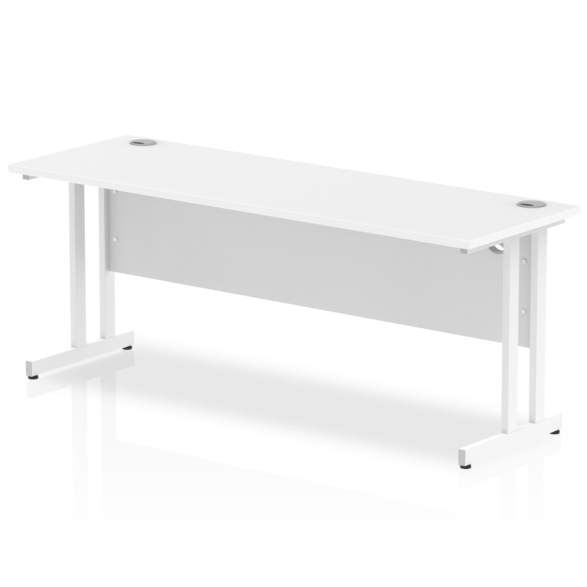 Impulse 1800mm Slimline Desk Cantilever Leg - MFC Rectangular, Self-Assembly, 5-Year Guarantee, Silver/White/Black Frame, 1800x600 Top