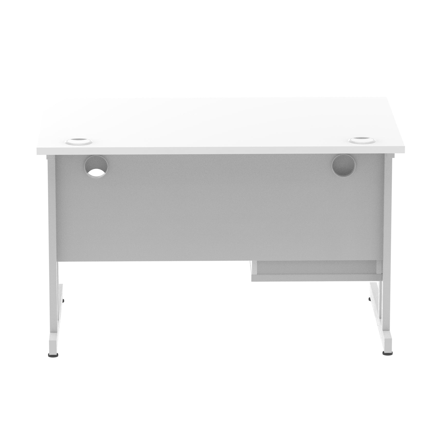 Impulse Cantilever Straight Desk 1200-1800mm Silver Frame, Fixed Pedestal, MFC, 2-3 Lockable Drawers, 5-Year Guarantee, Self-Assembly