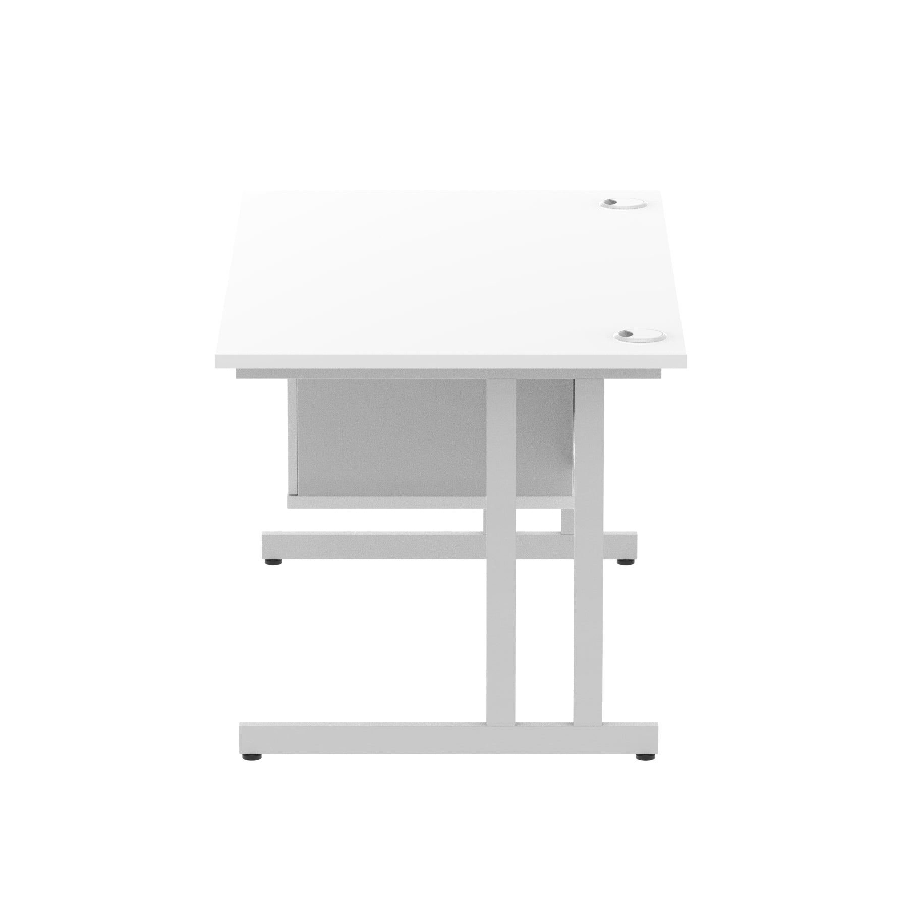 Impulse Cantilever Straight Desk 1200-1800mm Silver Frame, Fixed Pedestal, MFC, 2-3 Lockable Drawers, 5-Year Guarantee, Self-Assembly