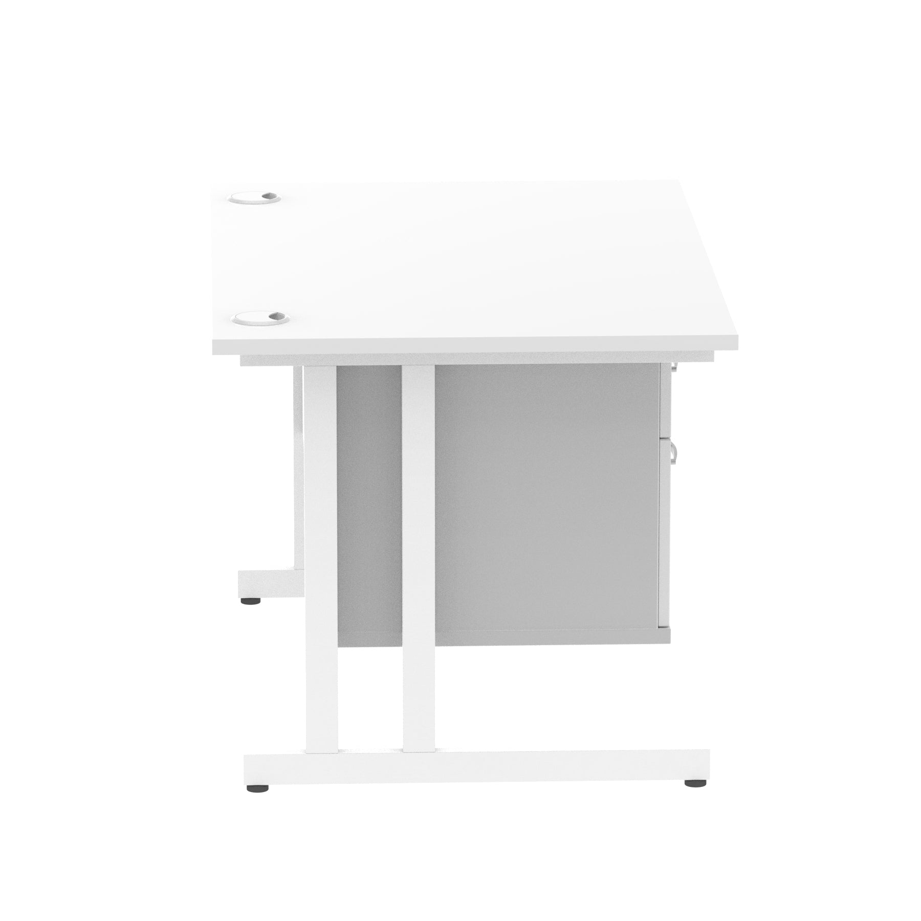 Impulse Cantilever Straight Desk - White Frame, Fixed Pedestal, MFC Material, 1200-1800mm Width, 2-3 Lockable Drawers, 5-Year Guarantee