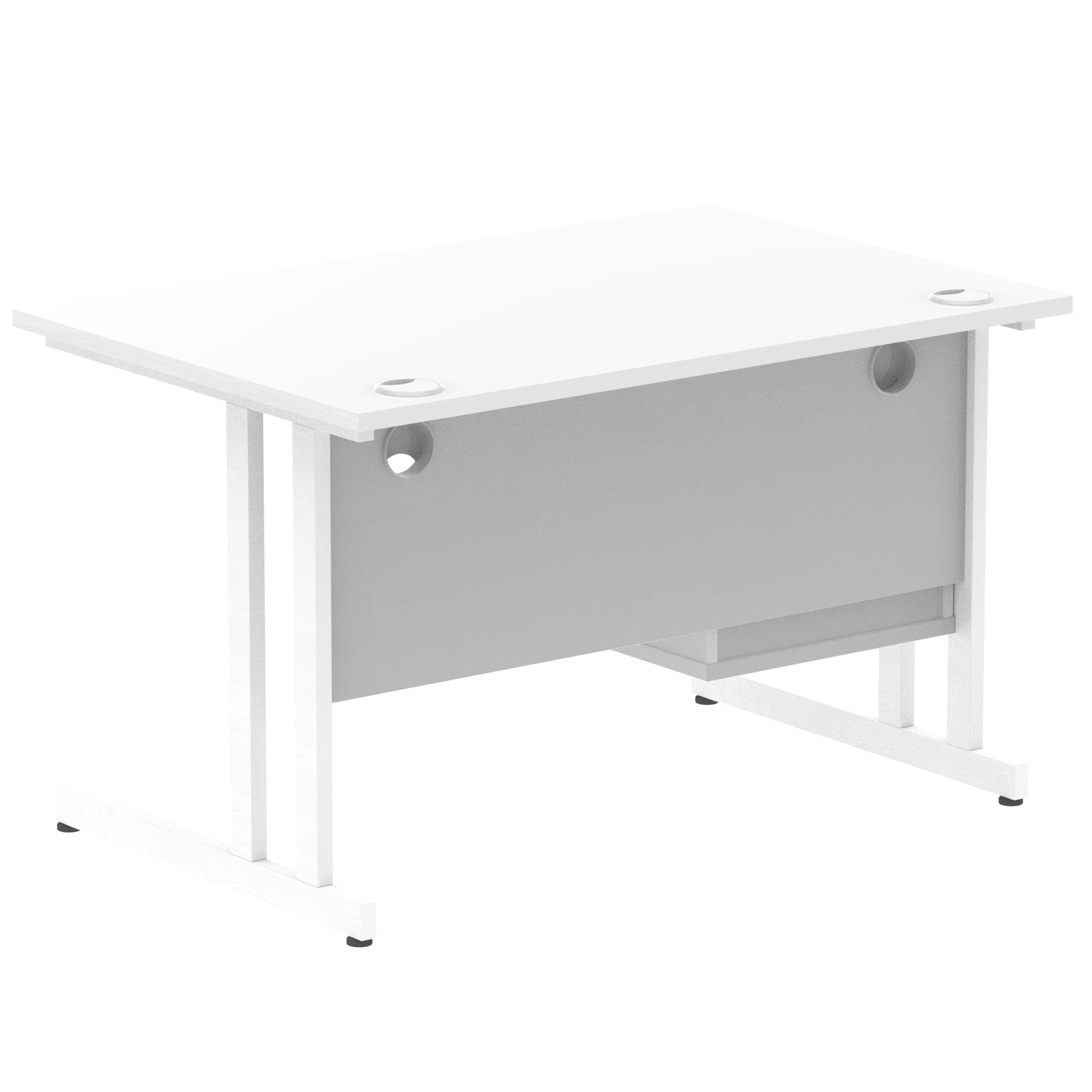 Impulse Cantilever Straight Desk - White Frame, Fixed Pedestal, MFC Material, 1200-1800mm Width, 2-3 Lockable Drawers, 5-Year Guarantee