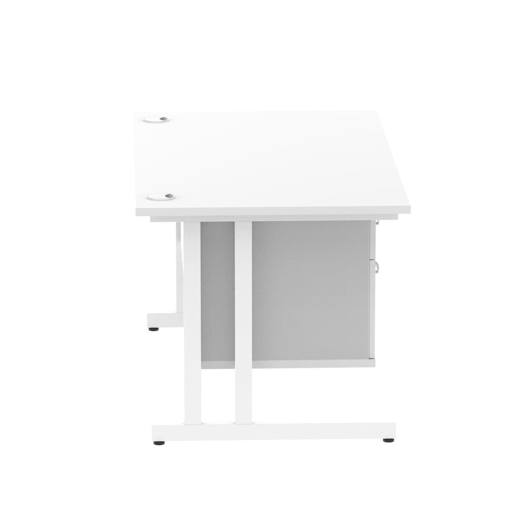 Impulse Cantilever Straight Desk - White Frame, Fixed Pedestal, MFC Material, 1200-1800mm Width, 2-3 Lockable Drawers, 5-Year Guarantee