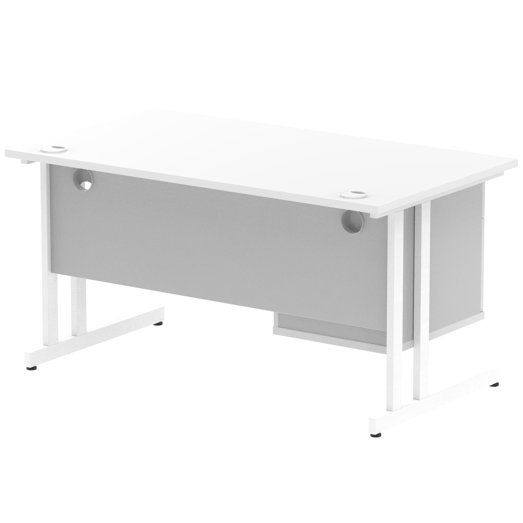 Impulse Cantilever Straight Desk - White Frame, Fixed Pedestal, MFC Material, 1200-1800mm Width, 2-3 Lockable Drawers, 5-Year Guarantee