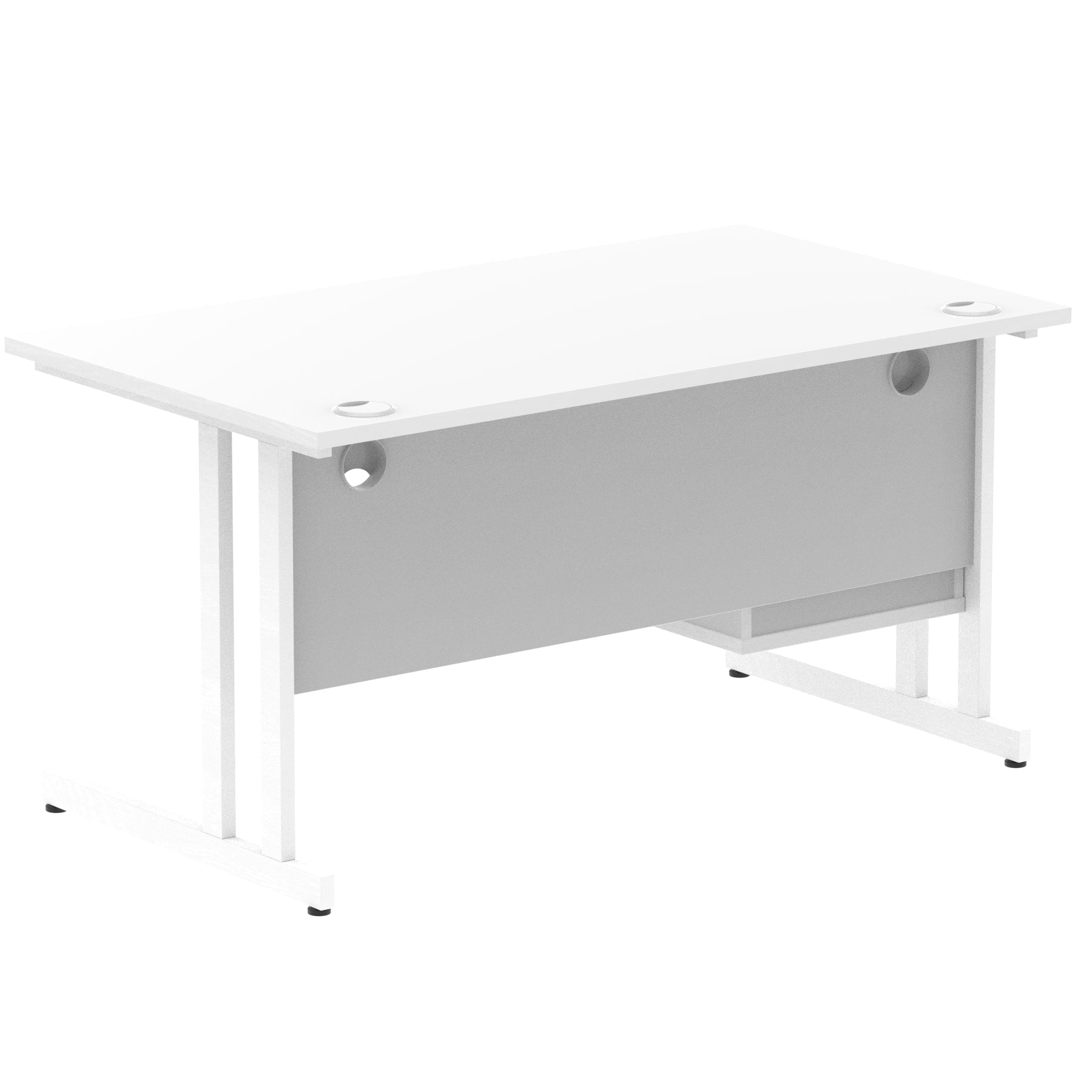 Impulse Cantilever Straight Desk - White Frame, Fixed Pedestal, MFC Material, 1200-1800mm Width, 2-3 Lockable Drawers, 5-Year Guarantee