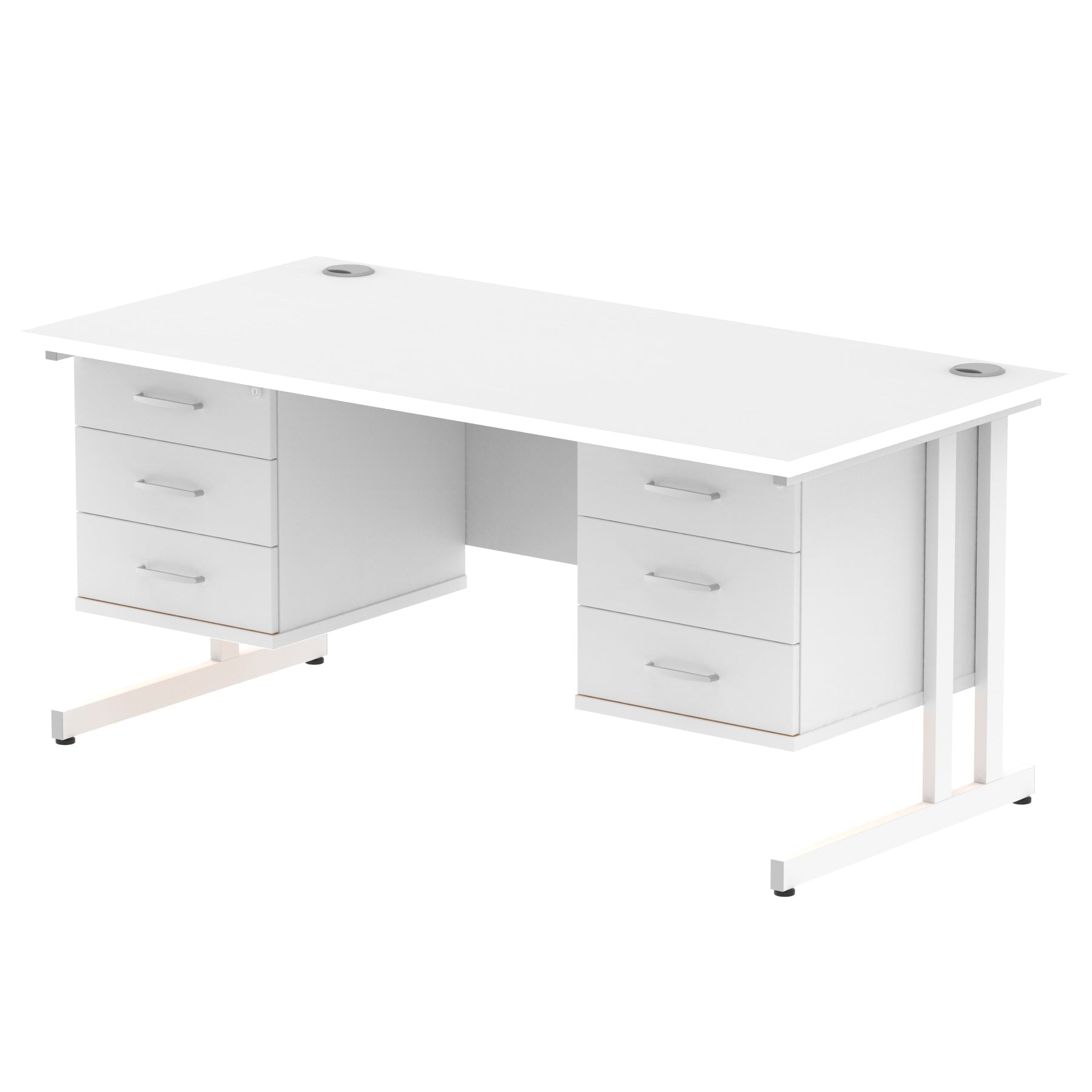 Impulse Cantilever Straight Desk - White Frame, Fixed Pedestal, MFC Material, 1200-1800mm Width, 2-3 Lockable Drawers, 5-Year Guarantee