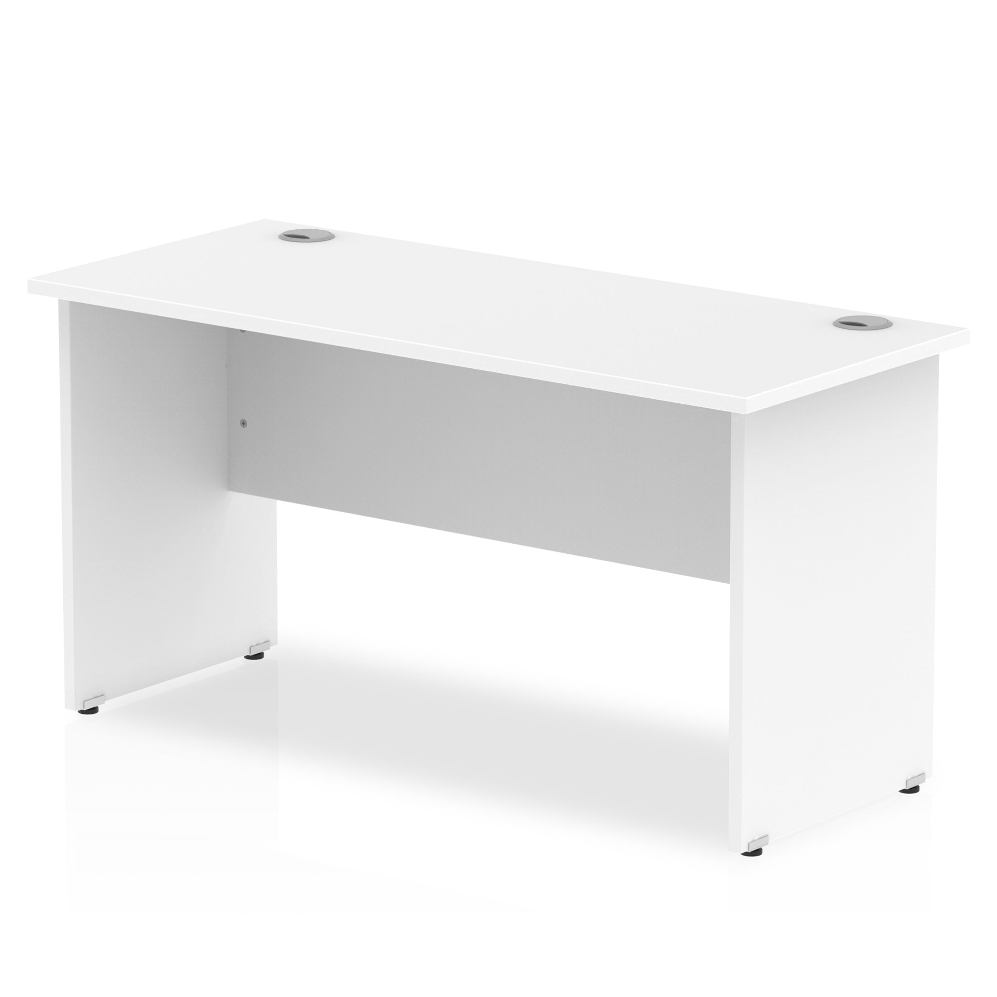 Impulse 1400mm Slimline Panel End Desk - Rectangular MFC, Self-Assembly, 5-Year Guarantee, 1400x600mm, White & Matching Frame, 35.6kg