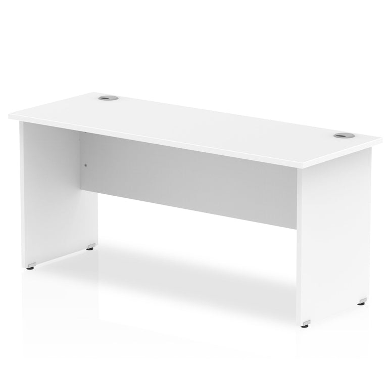 Impulse 1600mm Slimline Panel End Desk - MFC Rectangular, Self-Assembly, 5-Year Guarantee, 1600x600 Top, White Frame, 730mm Height