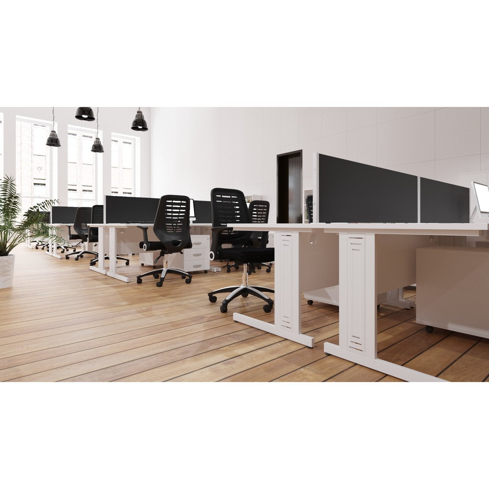 Impulse 1000mm Straight Desk with Cable Managed Leg - MFC Rectangular Table, 5-Year Guarantee, Self-Assembly, Silver/White Frame (1000x800x730mm)