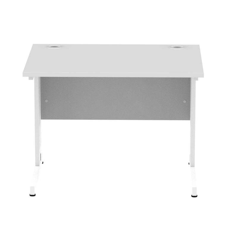 Impulse 1000mm Straight Desk with Cable Managed Leg - MFC Rectangular Table, 5-Year Guarantee, Self-Assembly, Silver/White Frame (1000x800x730mm)