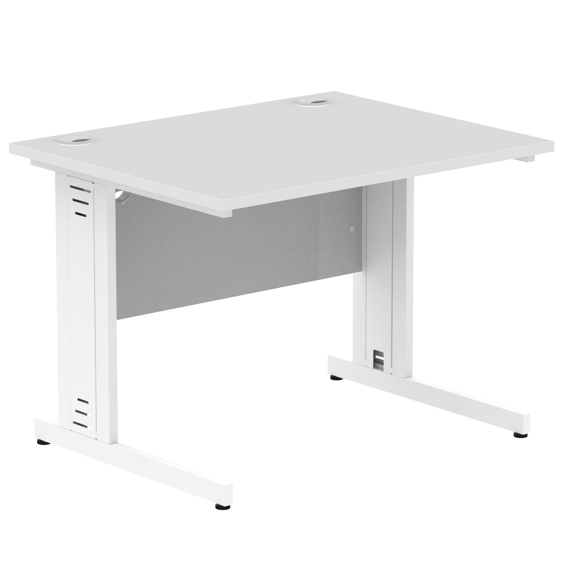 Impulse 1000mm Straight Desk with Cable Managed Leg - MFC Rectangular Table, 5-Year Guarantee, Self-Assembly, Silver/White Frame (1000x800x730mm)