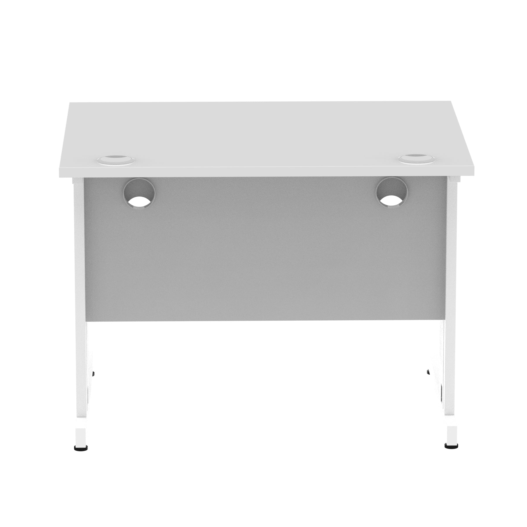 Impulse 1000mm Straight Desk with Cable Managed Leg - MFC Rectangular Table, 5-Year Guarantee, Self-Assembly, Silver/White Frame (1000x800x730mm)