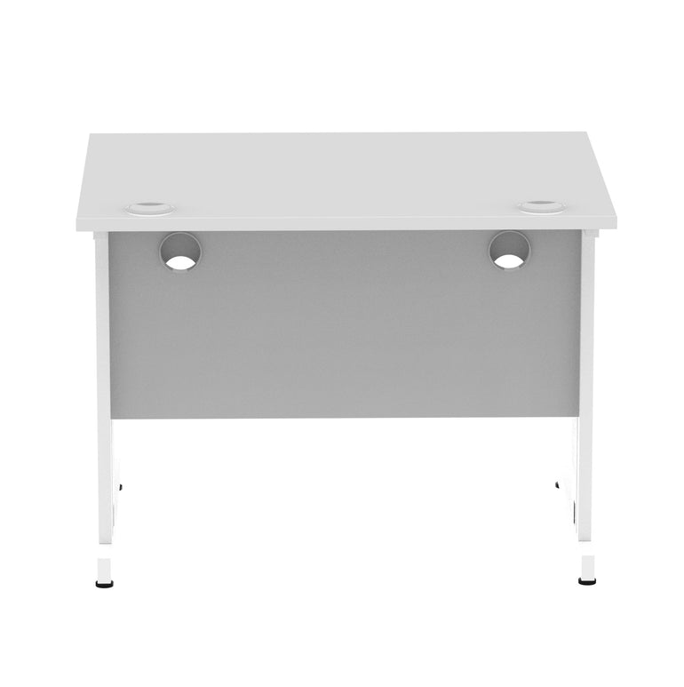 Impulse 1000mm Straight Desk with Cable Managed Leg - MFC Rectangular Table, 5-Year Guarantee, Self-Assembly, Silver/White Frame (1000x800x730mm)