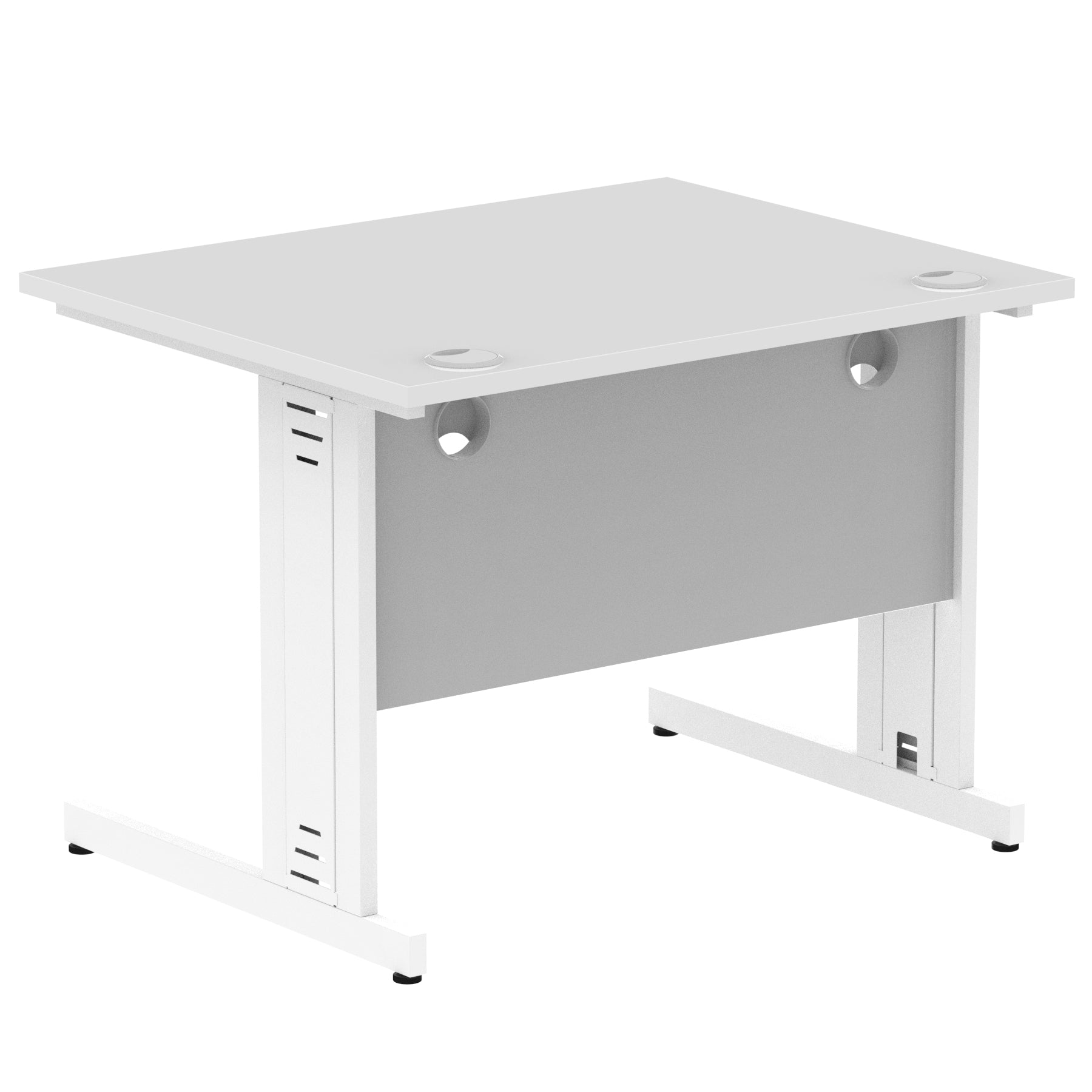 Impulse 1000mm Straight Desk with Cable Managed Leg - MFC Rectangular Table, 5-Year Guarantee, Self-Assembly, Silver/White Frame (1000x800x730mm)