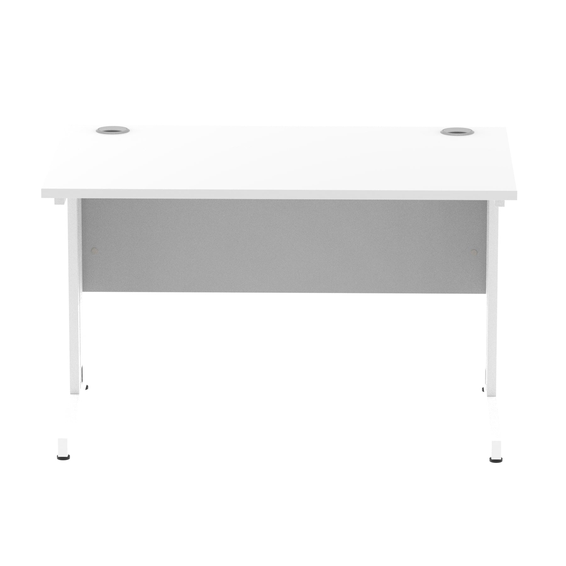 Impulse 1200mm Straight Desk with Cable Managed Leg - MFC Rectangular Table, Self-Assembly, 5-Year Guarantee, Silver/White Frame (1200x800x730mm)