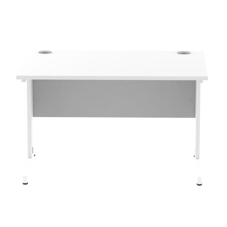 Impulse 1200mm Straight Desk with Cable Managed Leg - MFC Rectangular Table, Self-Assembly, 5-Year Guarantee, Silver/White Frame (1200x800x730mm)