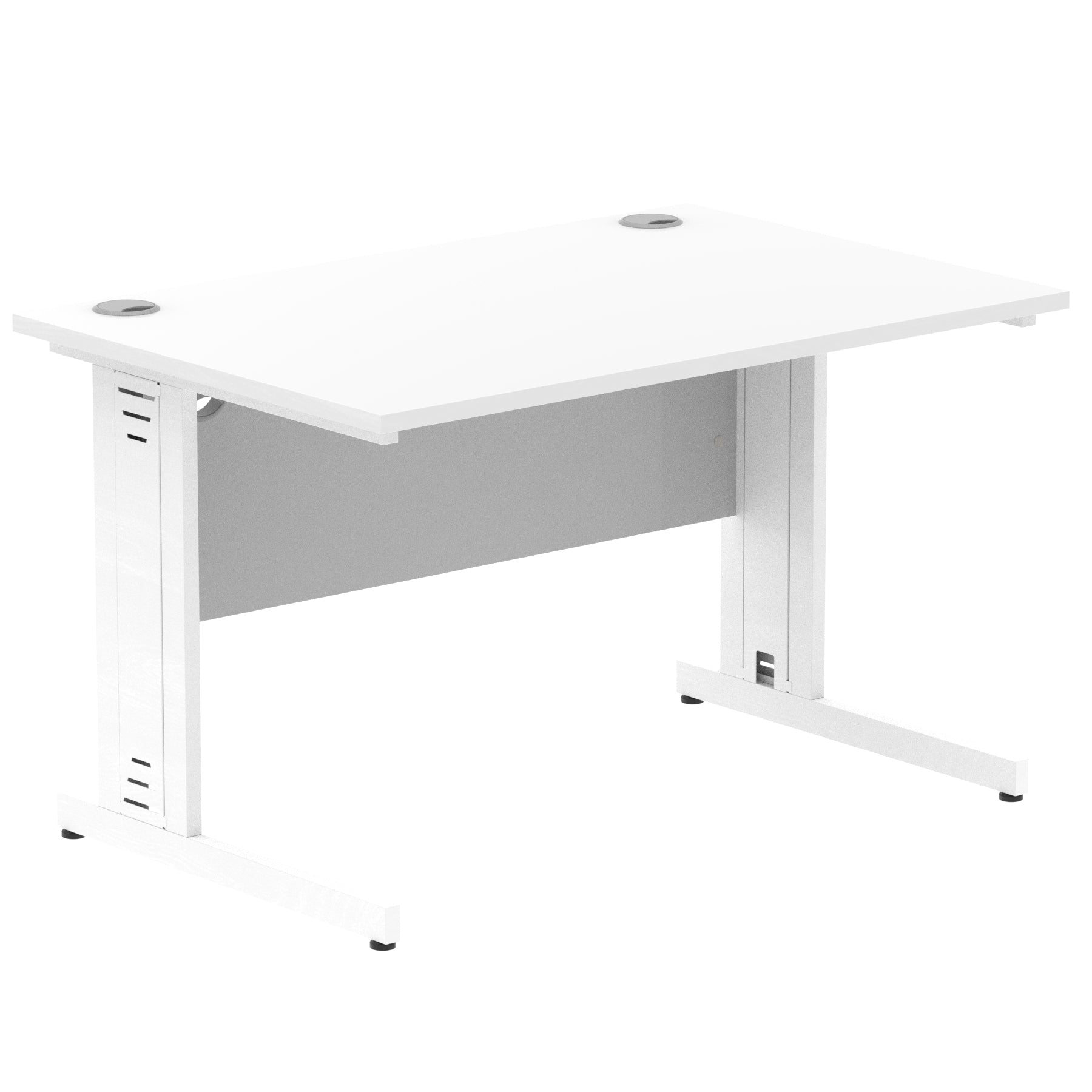 Impulse 1200mm Straight Desk with Cable Managed Leg - MFC Rectangular Table, Self-Assembly, 5-Year Guarantee, Silver/White Frame (1200x800x730mm)