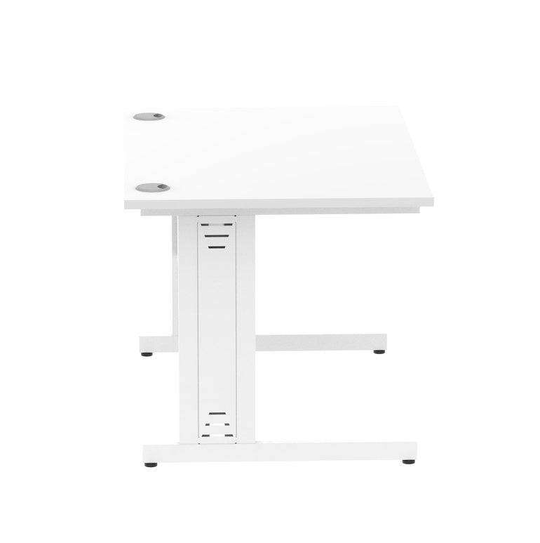 Impulse 1200mm Straight Desk with Cable Managed Leg - MFC Rectangular Table, Self-Assembly, 5-Year Guarantee, Silver/White Frame (1200x800x730mm)