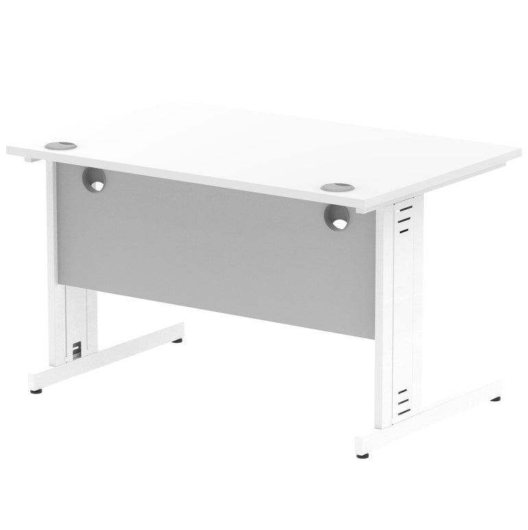 Impulse 1200mm Straight Desk with Cable Managed Leg - MFC Rectangular Table, Self-Assembly, 5-Year Guarantee, Silver/White Frame (1200x800x730mm)