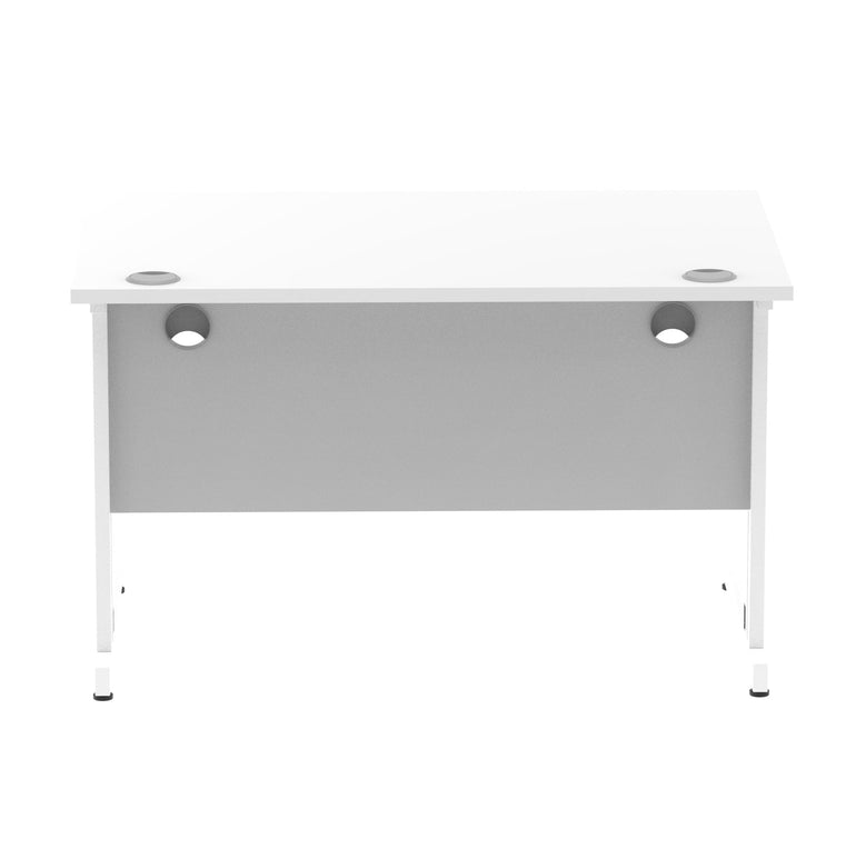 Impulse 1200mm Straight Desk with Cable Managed Leg - MFC Rectangular Table, Self-Assembly, 5-Year Guarantee, Silver/White Frame (1200x800x730mm)