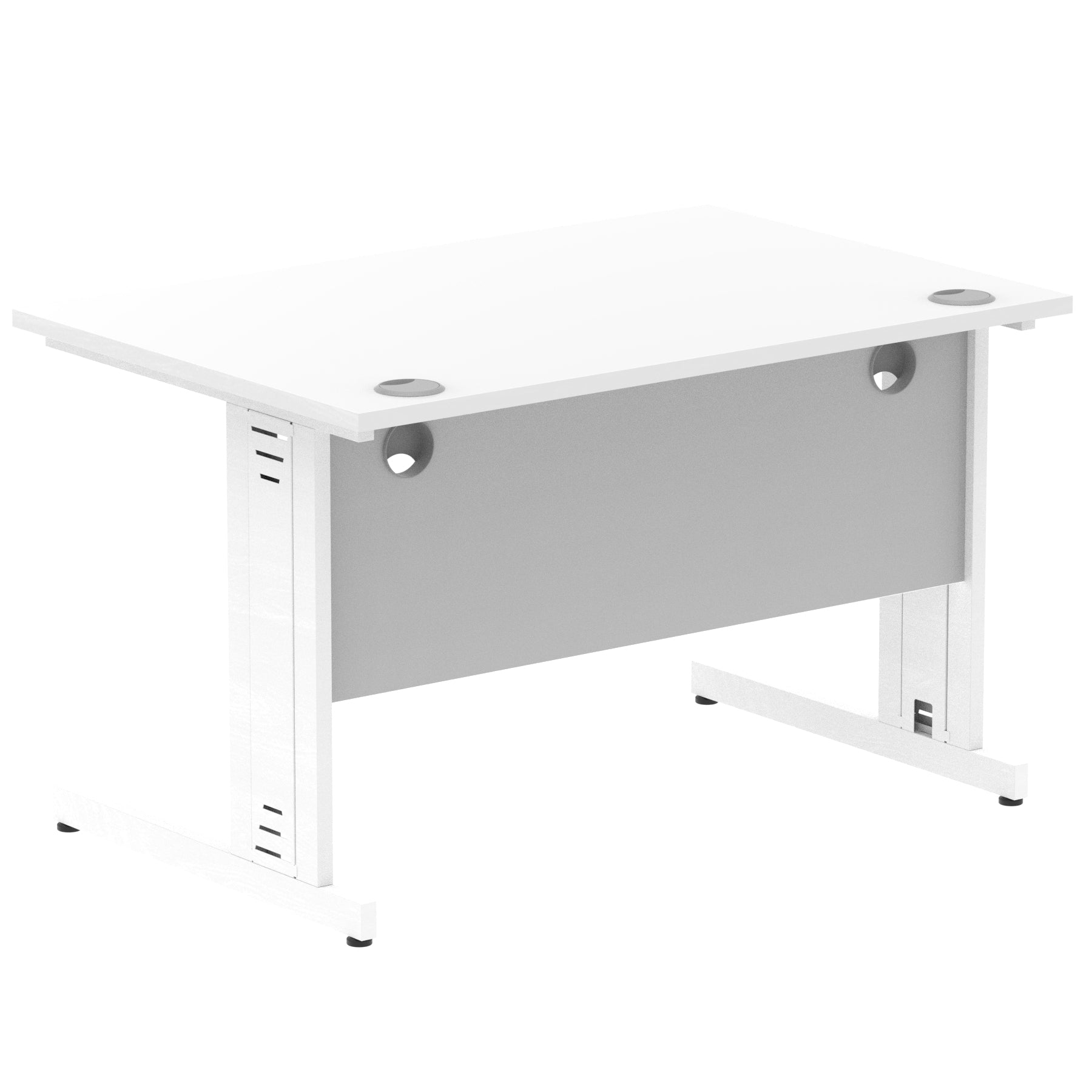 Impulse 1200mm Straight Desk with Cable Managed Leg - MFC Rectangular Table, Self-Assembly, 5-Year Guarantee, Silver/White Frame (1200x800x730mm)