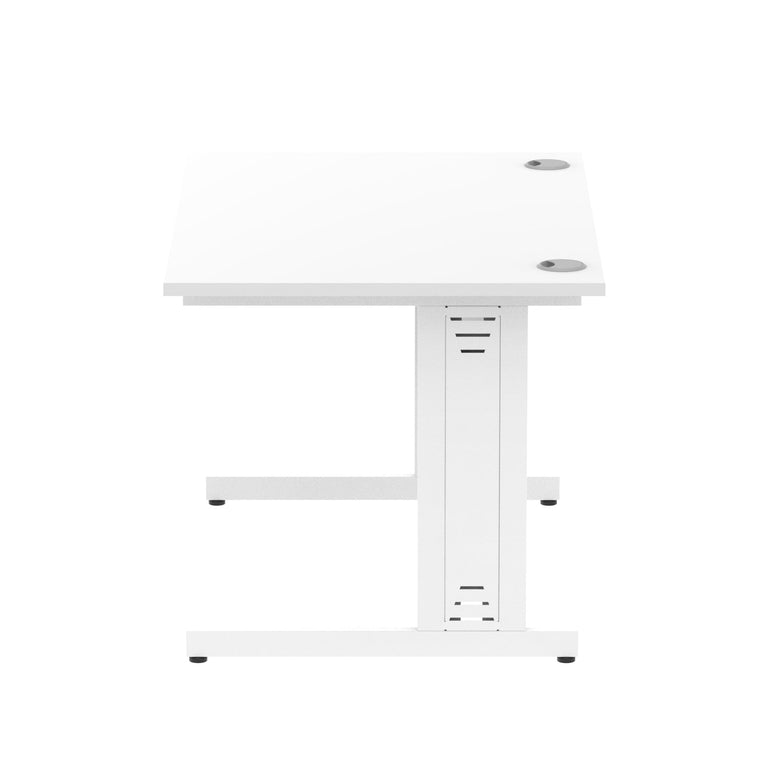 Impulse 1200mm Straight Desk with Cable Managed Leg - MFC Rectangular Table, Self-Assembly, 5-Year Guarantee, Silver/White Frame (1200x800x730mm)