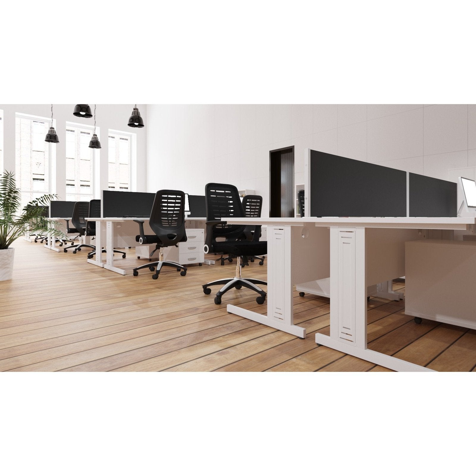 Impulse 1600mm Straight Desk with Cable Managed Leg - MFC Rectangular Table, 1600x800, Silver/White Frame, 5-Year Guarantee