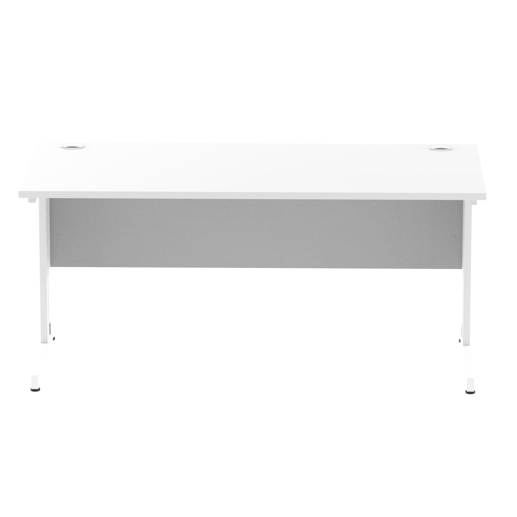 Impulse 1600mm Straight Desk with Cable Managed Leg - MFC Rectangular Table, 1600x800, Silver/White Frame, 5-Year Guarantee