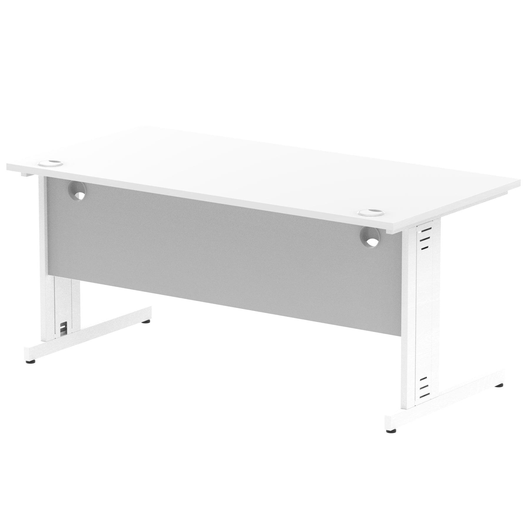 Impulse 1600mm Straight Desk with Cable Managed Leg - MFC Rectangular Table, 1600x800, Silver/White Frame, 5-Year Guarantee