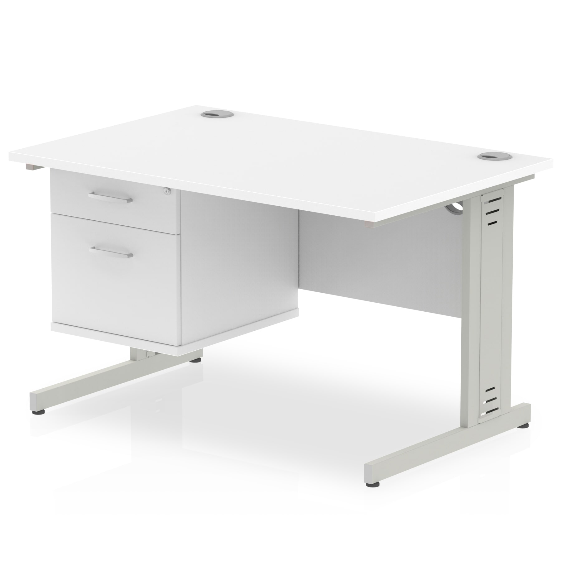 Impulse 1200mm Cable Managed Straight Desk with Fixed Pedestal - MFC Rectangular, Self-Assembly, 5-Year Guarantee, 2/3 Lockable Drawers