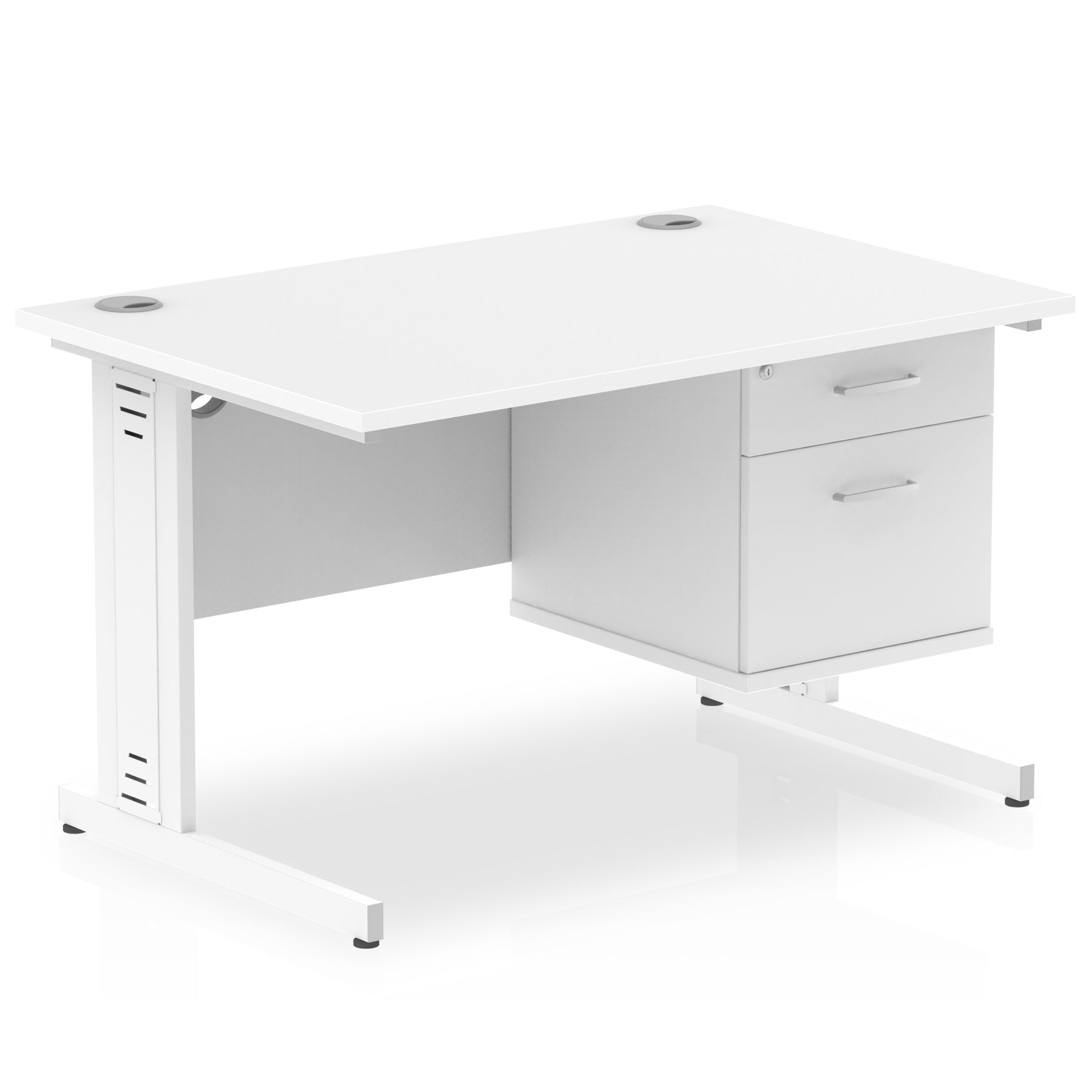 Impulse 1200mm Cable Managed Straight Desk with Fixed Pedestal - MFC Rectangular, Self-Assembly, 5-Year Guarantee, 2/3 Lockable Drawers