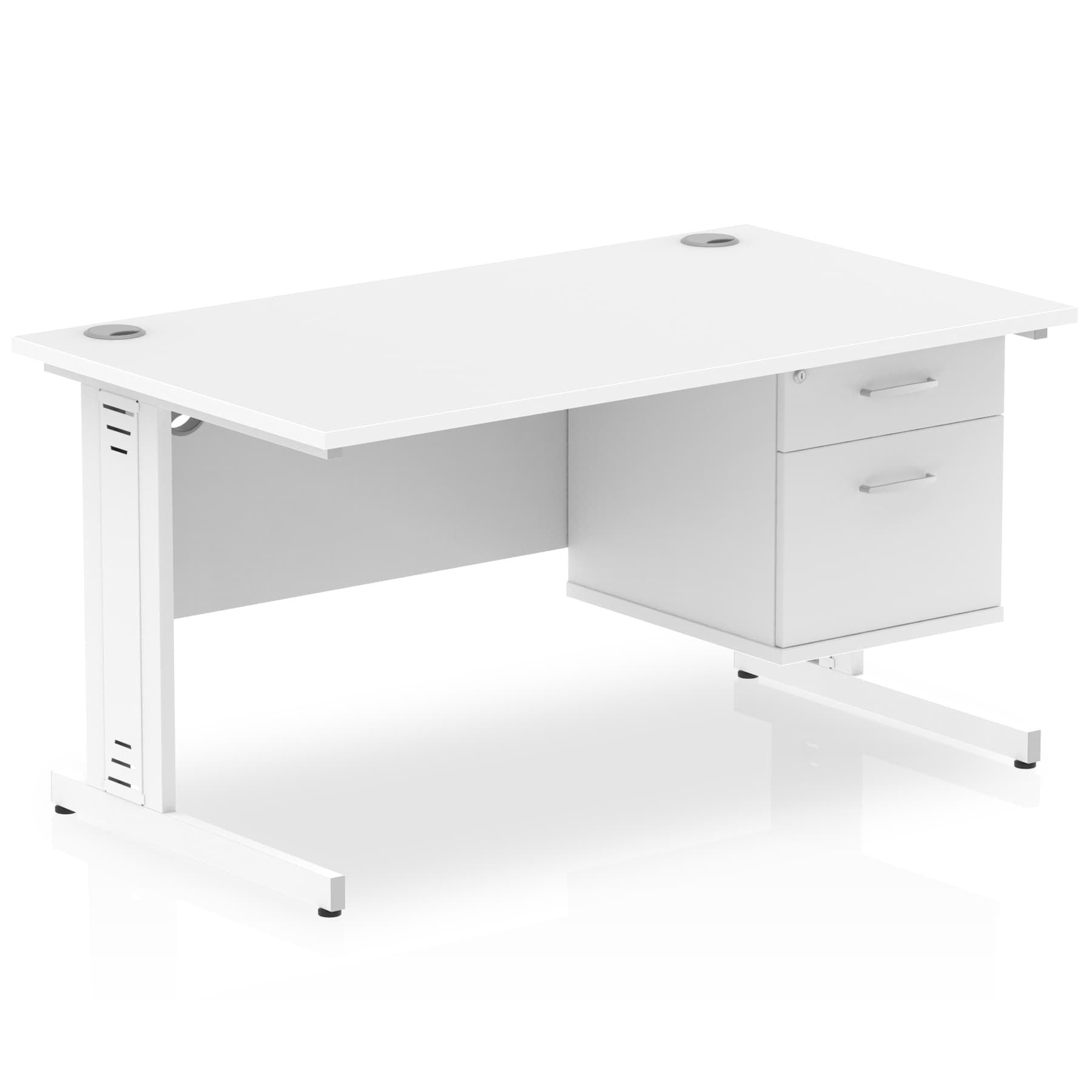 Impulse 1400mm Cable Managed Straight Desk w/ Fixed Pedestal - MFC Rectangular, Self-Assembly, 5-Year Guarantee, 2/3 Lockable Drawers