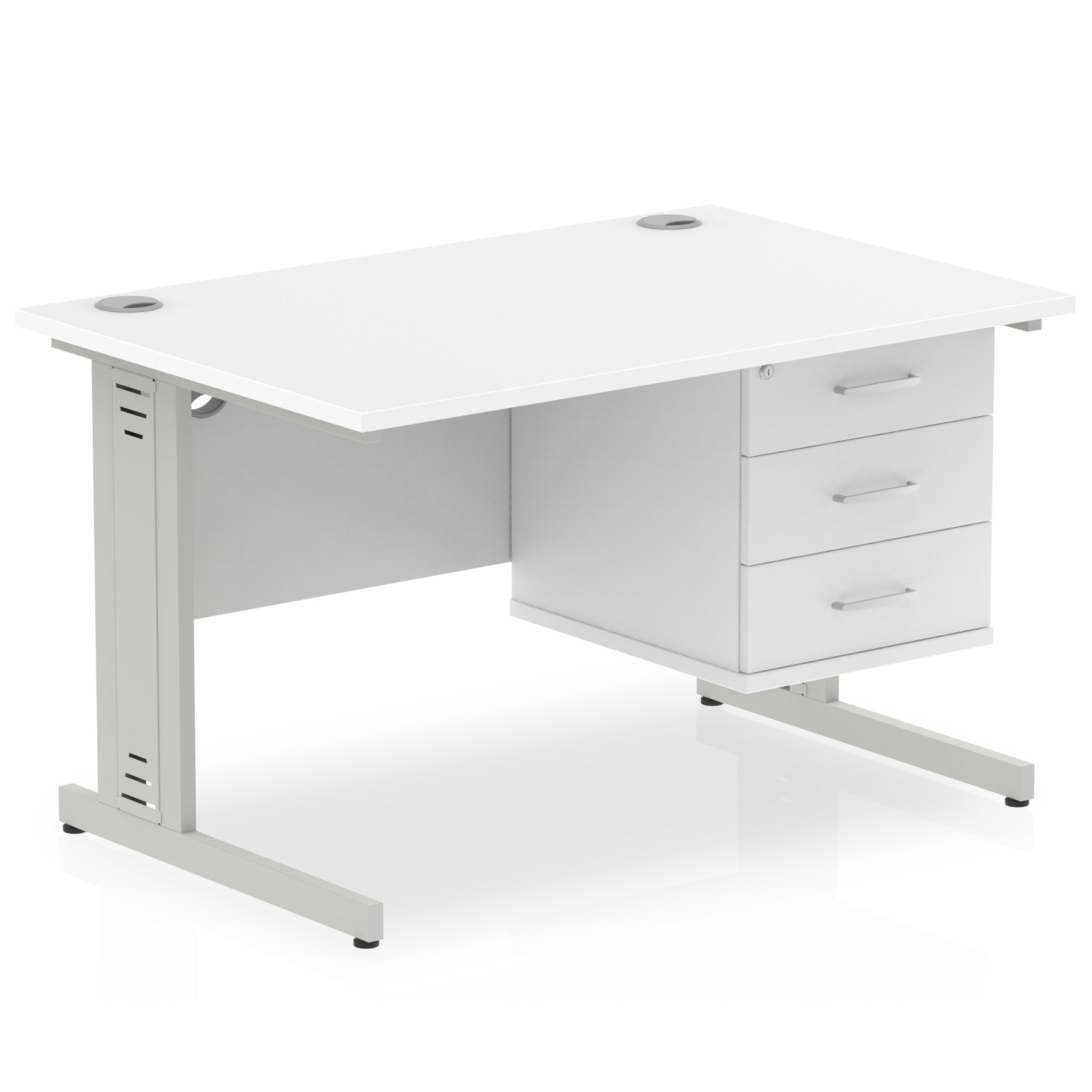 Impulse 1200mm Cable Managed Straight Desk with Fixed Pedestal - MFC Rectangular, Self-Assembly, 5-Year Guarantee, 2/3 Lockable Drawers