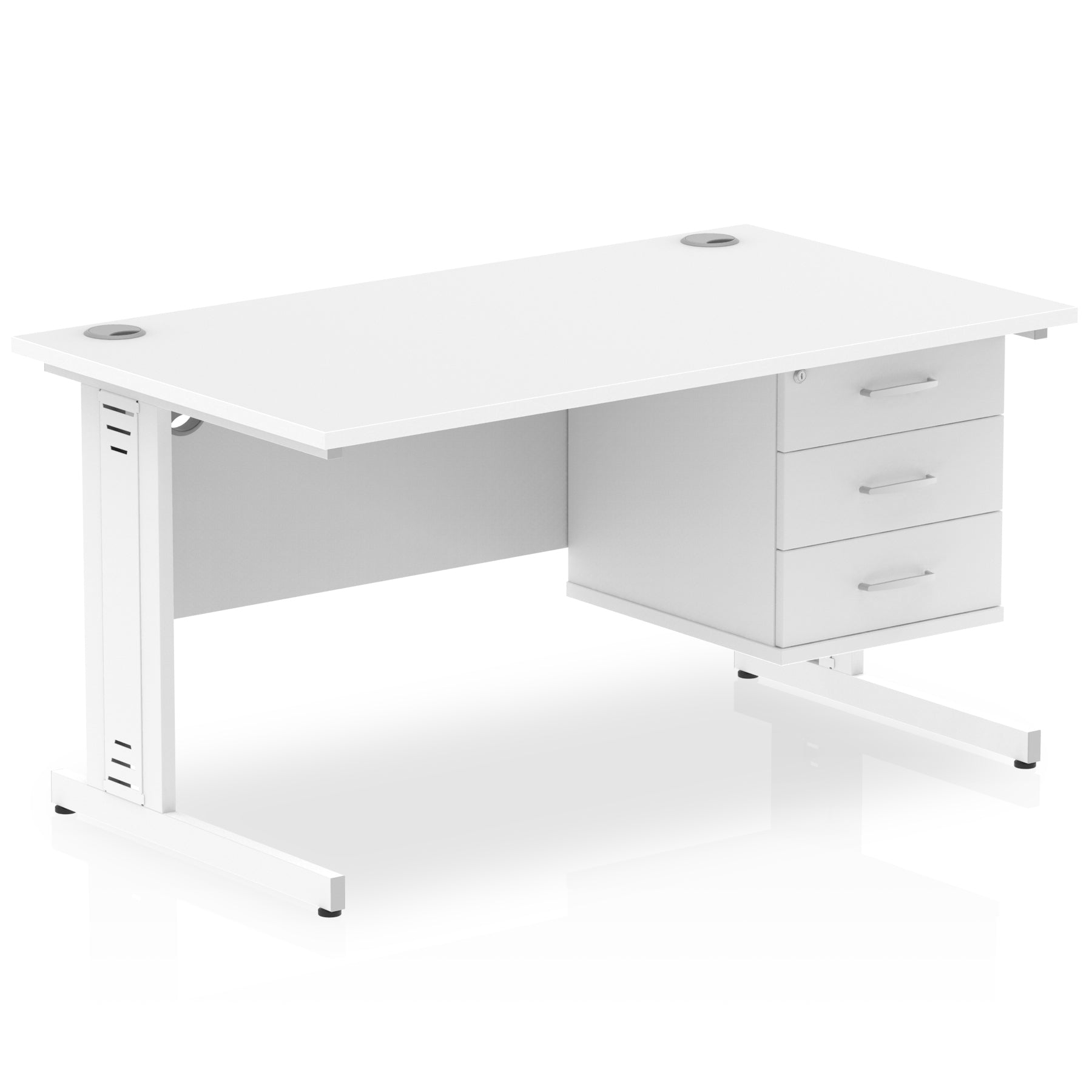 Impulse 1400mm Cable Managed Straight Desk w/ Fixed Pedestal - MFC Rectangular, Self-Assembly, 5-Year Guarantee, 2/3 Lockable Drawers