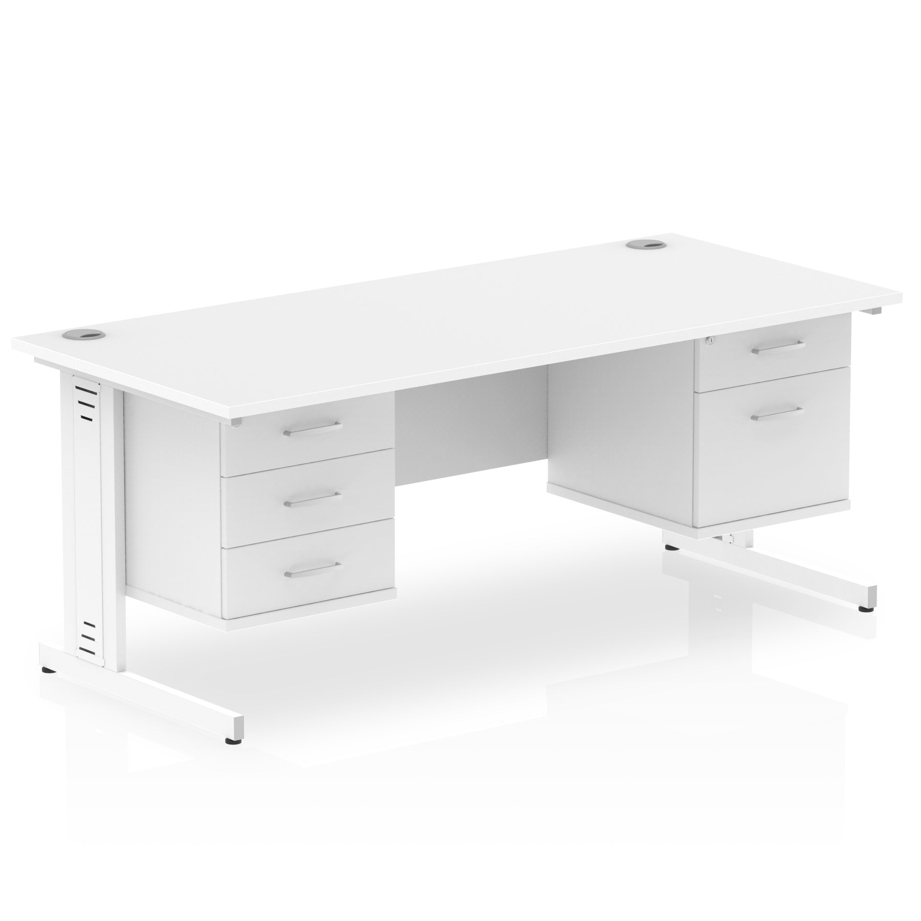 Impulse 1600mm Cable Managed Straight Desk w/ Fixed Pedestal - MFC Rectangular, 5-Year Guarantee, Self-Assembly, 2/3 Lockable Drawers