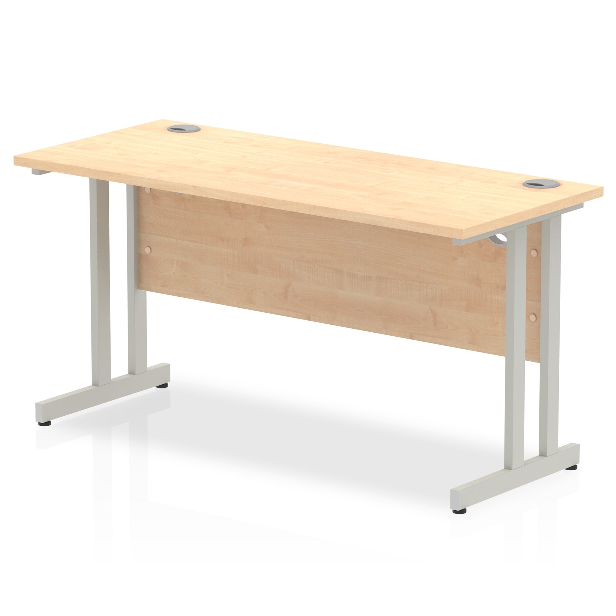 Impulse 1400mm Slimline Desk Cantilever Leg - MFC Rectangular, Self-Assembly, 5-Year Guarantee, Silver/White/Black Frame, 28.6-32.5kg