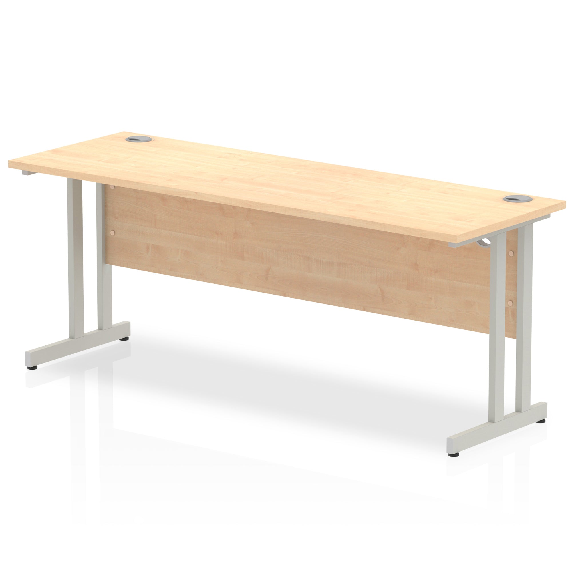 Impulse 1800mm Slimline Desk Cantilever Leg - MFC Rectangular, Self-Assembly, 5-Year Guarantee, Silver/White/Black Frame, 1800x600 Top