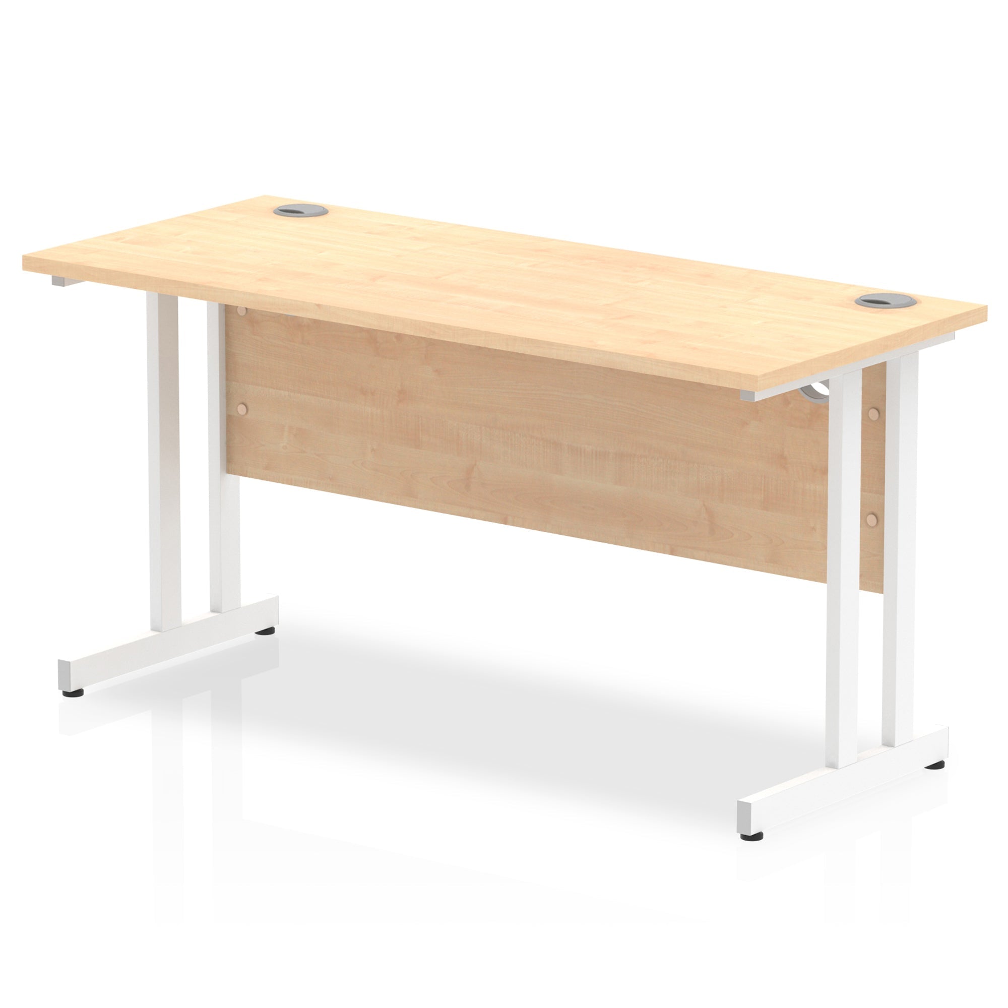 Impulse 1400mm Slimline Desk Cantilever Leg - MFC Rectangular, Self-Assembly, 5-Year Guarantee, Silver/White/Black Frame, 28.6-32.5kg