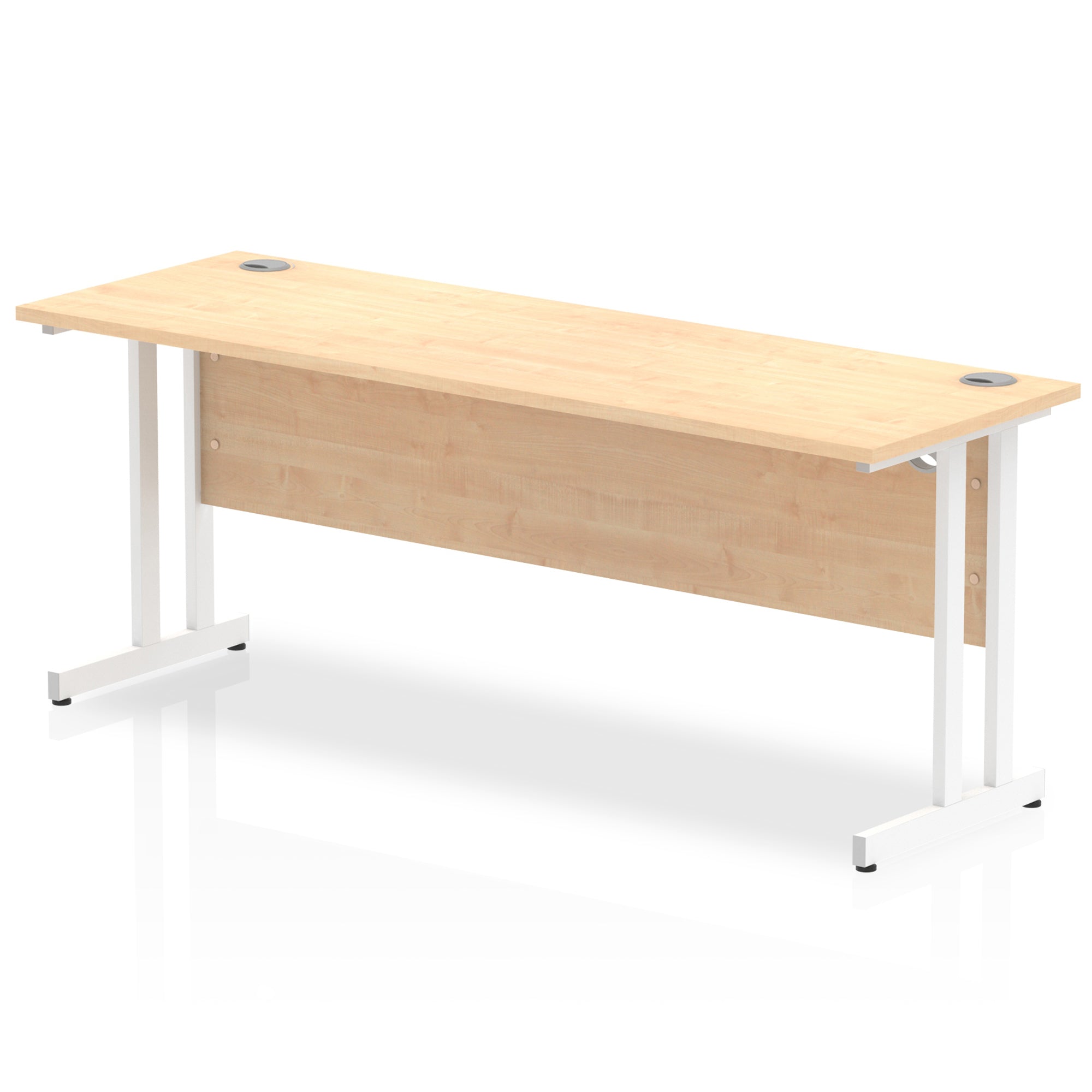 Impulse 1800mm Slimline Desk Cantilever Leg - MFC Rectangular, Self-Assembly, 5-Year Guarantee, Silver/White/Black Frame, 1800x600 Top