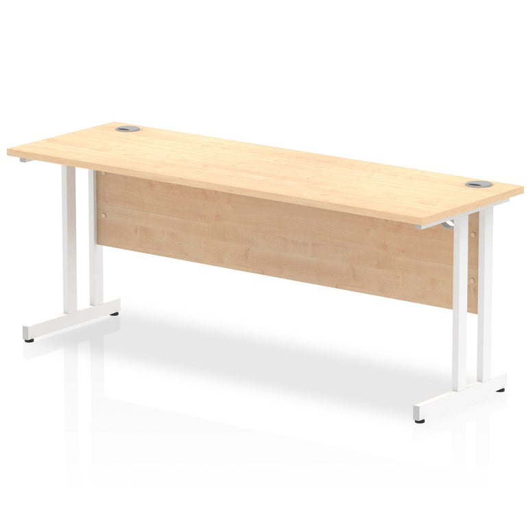 Impulse 1800mm Slimline Desk Cantilever Leg - MFC Rectangular, Self-Assembly, 5-Year Guarantee, Silver/White/Black Frame, 1800x600 Top