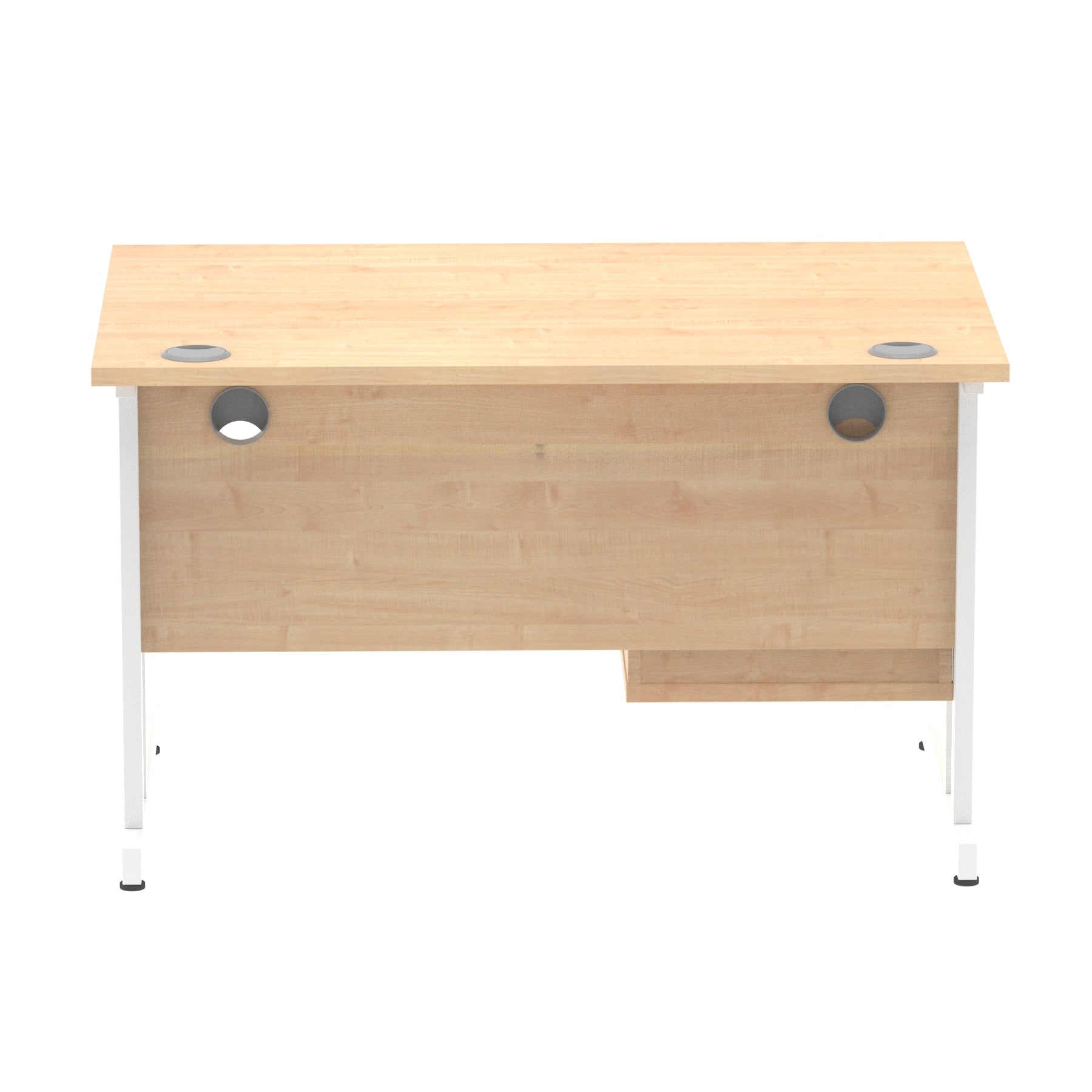 Impulse Cantilever Straight Desk - White Frame, Fixed Pedestal, MFC Material, 1200-1800mm Width, 2-3 Lockable Drawers, 5-Year Guarantee