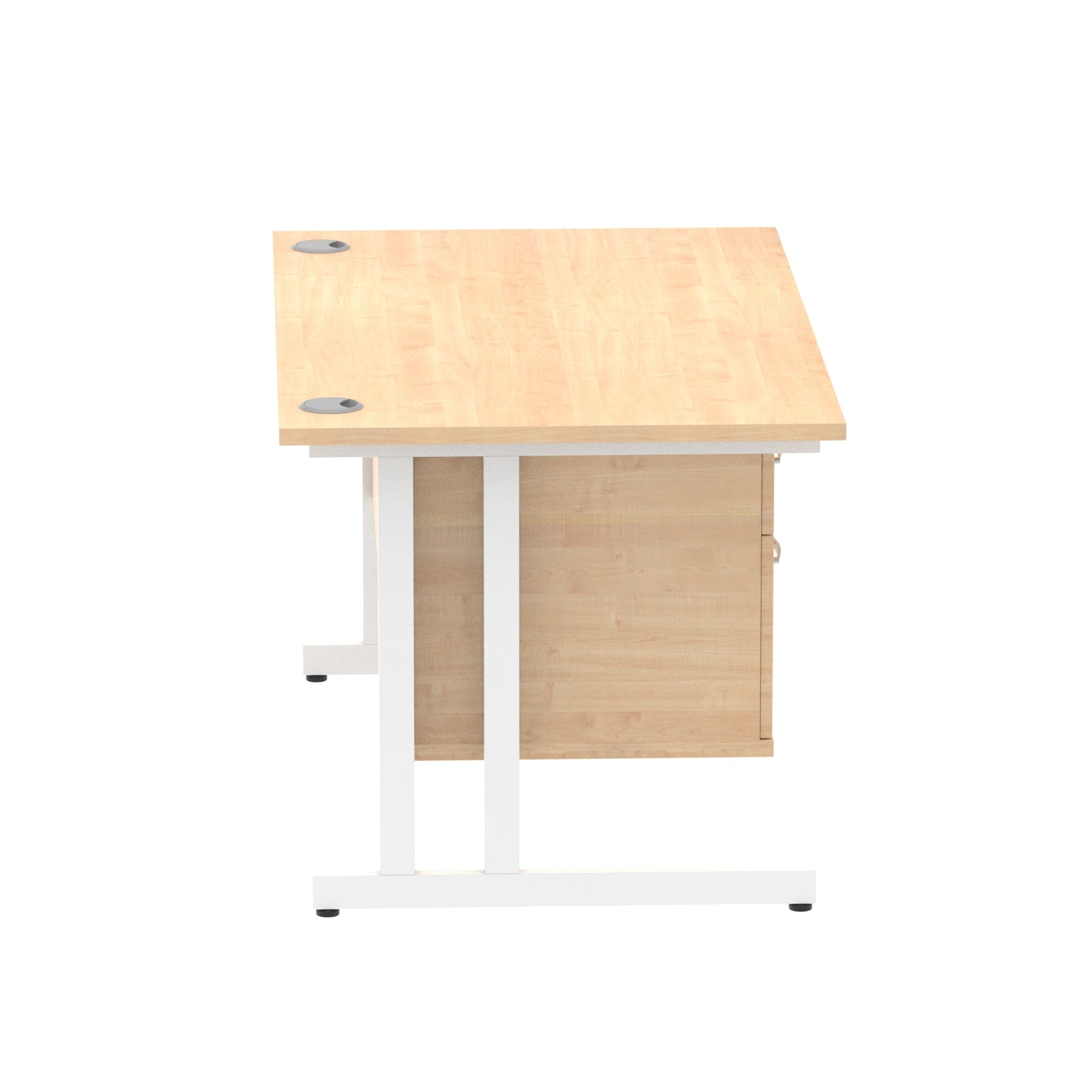 Impulse Cantilever Straight Desk - White Frame, Fixed Pedestal, MFC Material, 1200-1800mm Width, 2-3 Lockable Drawers, 5-Year Guarantee