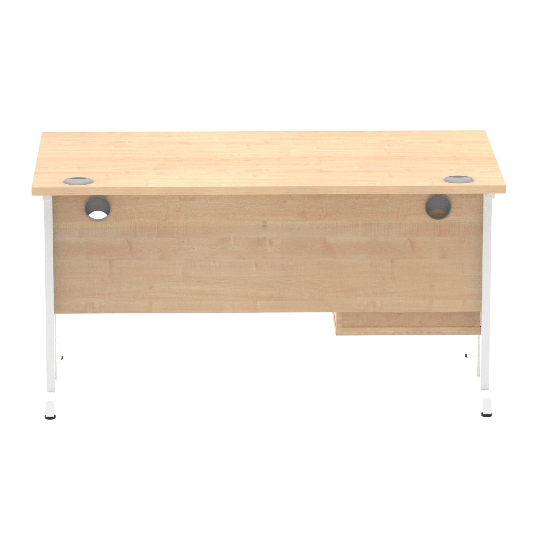 Impulse Cantilever Straight Desk - White Frame, Fixed Pedestal, MFC Material, 1200-1800mm Width, 2-3 Lockable Drawers, 5-Year Guarantee