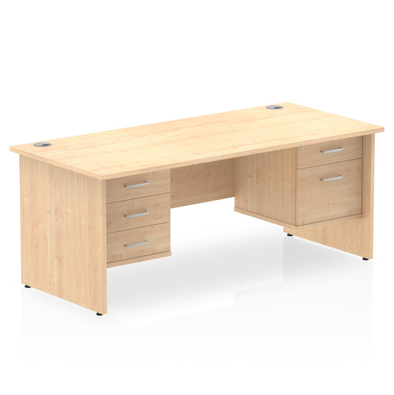 Dynasty Freestanding 1200mm Rectangular Desk With Fixed Pedestal | Heat Resistant Melamine Finish & Cable Management
