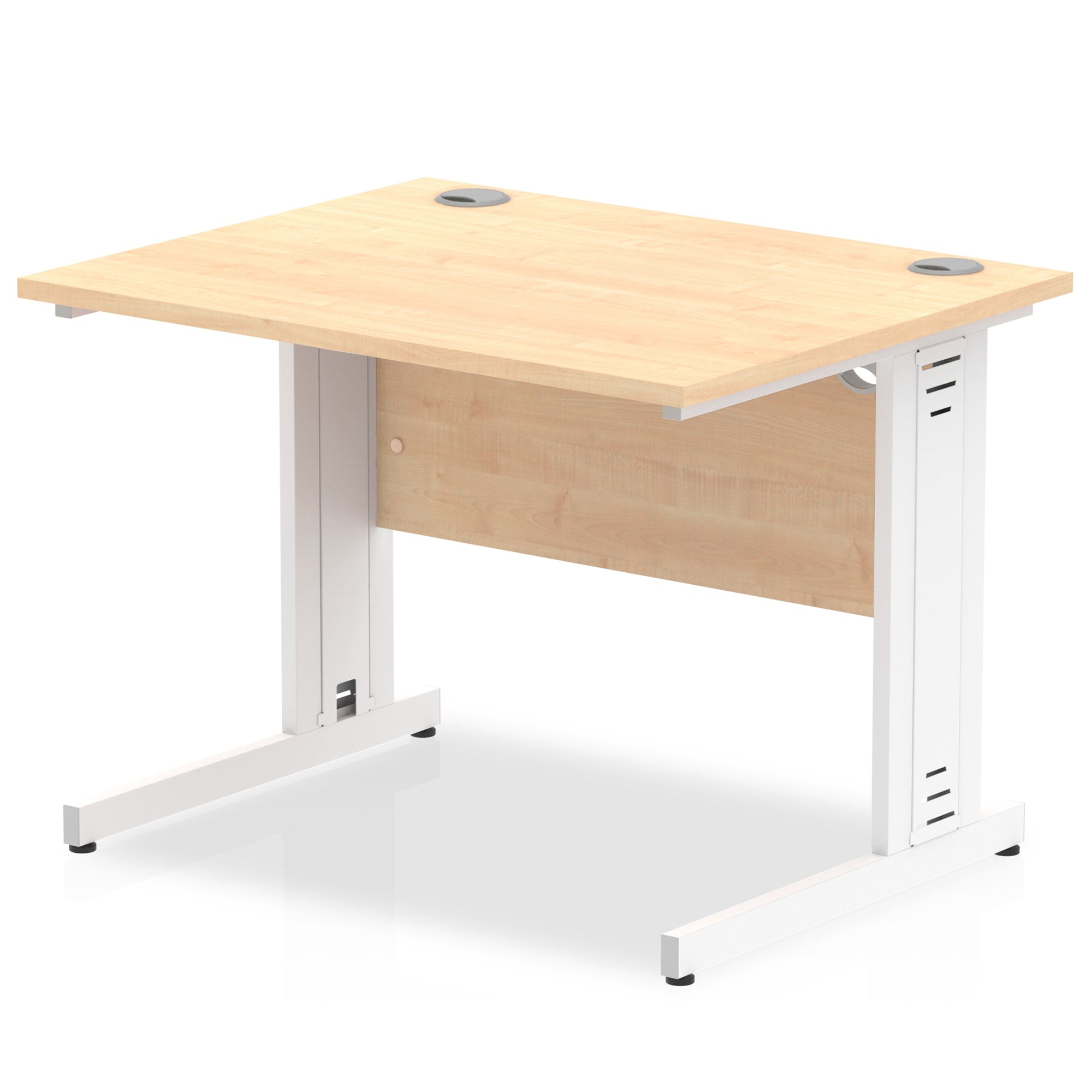 Impulse 1000mm Straight Desk with Cable Managed Leg - MFC Rectangular Table, 5-Year Guarantee, Self-Assembly, Silver/White Frame (1000x800x730mm)