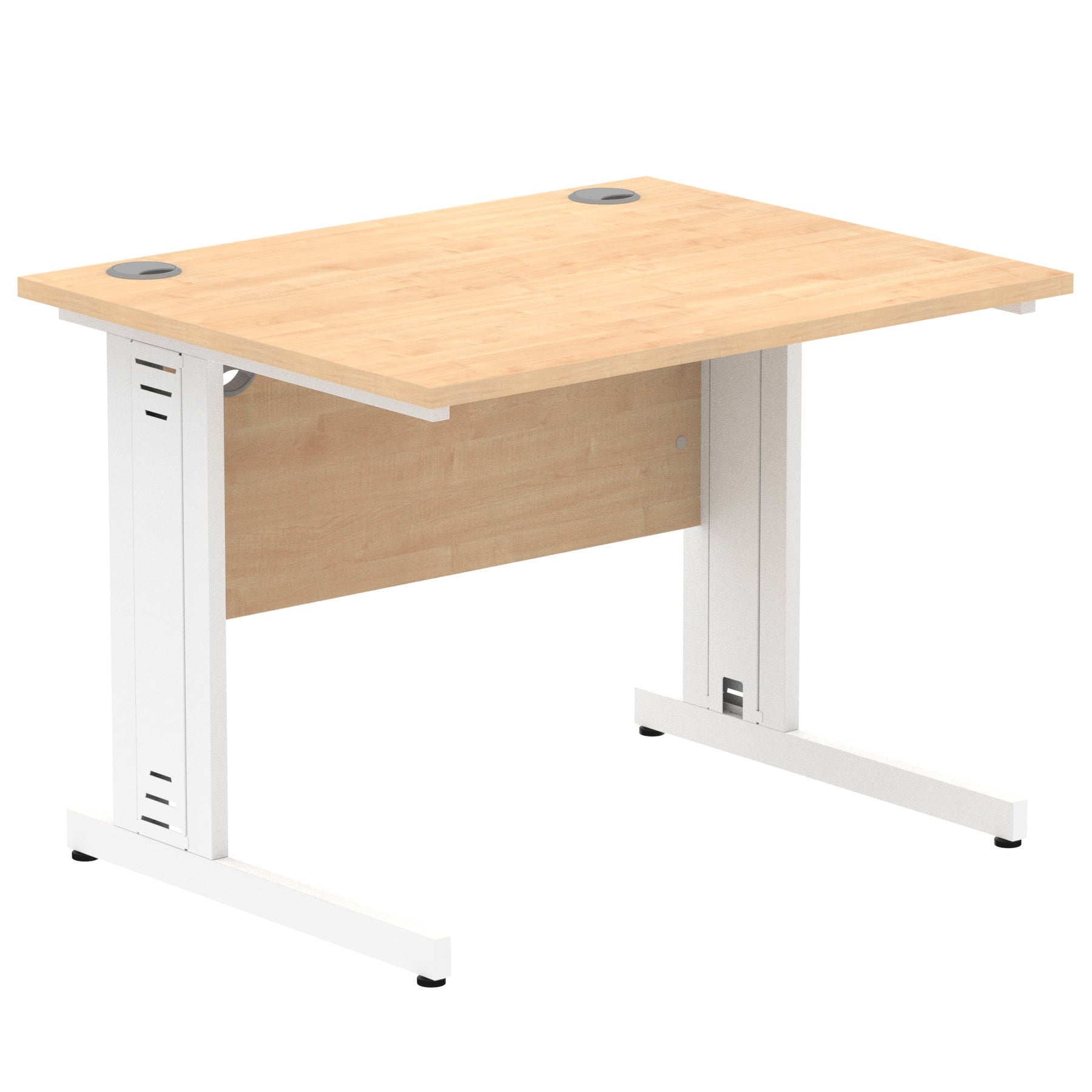 Impulse 1000mm Straight Desk with Cable Managed Leg - MFC Rectangular Table, 5-Year Guarantee, Self-Assembly, Silver/White Frame (1000x800x730mm)