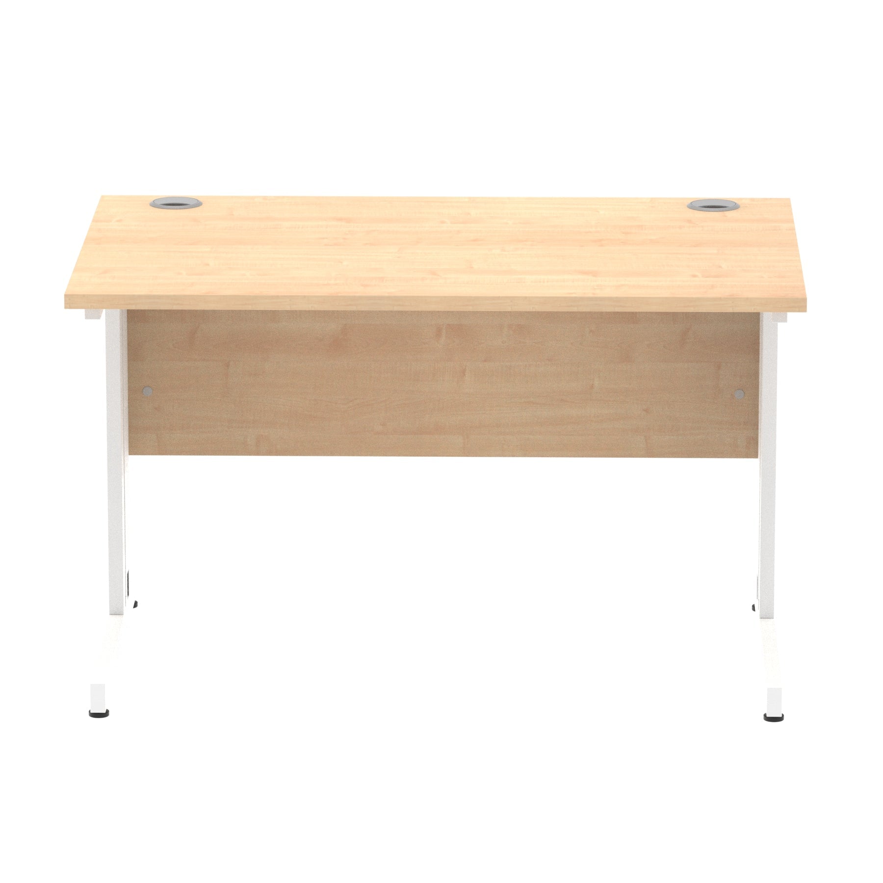 Impulse 1200mm Straight Desk with Cable Managed Leg - MFC Rectangular Table, Self-Assembly, 5-Year Guarantee, Silver/White Frame (1200x800x730mm)