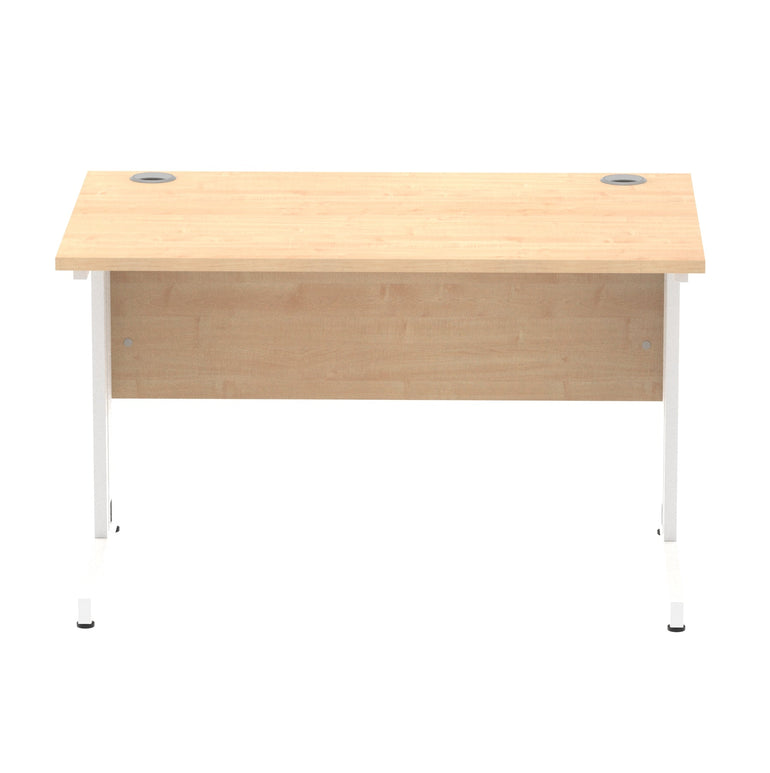 Impulse 1200mm Straight Desk with Cable Managed Leg - MFC Rectangular Table, Self-Assembly, 5-Year Guarantee, Silver/White Frame (1200x800x730mm)