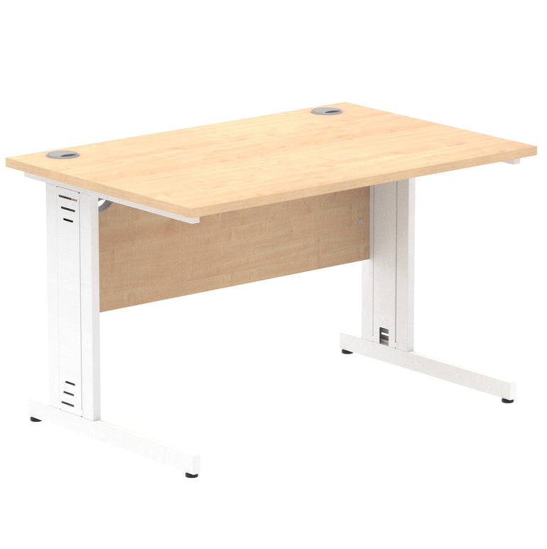 Impulse 1200mm Straight Desk with Cable Managed Leg - MFC Rectangular Table, Self-Assembly, 5-Year Guarantee, Silver/White Frame (1200x800x730mm)