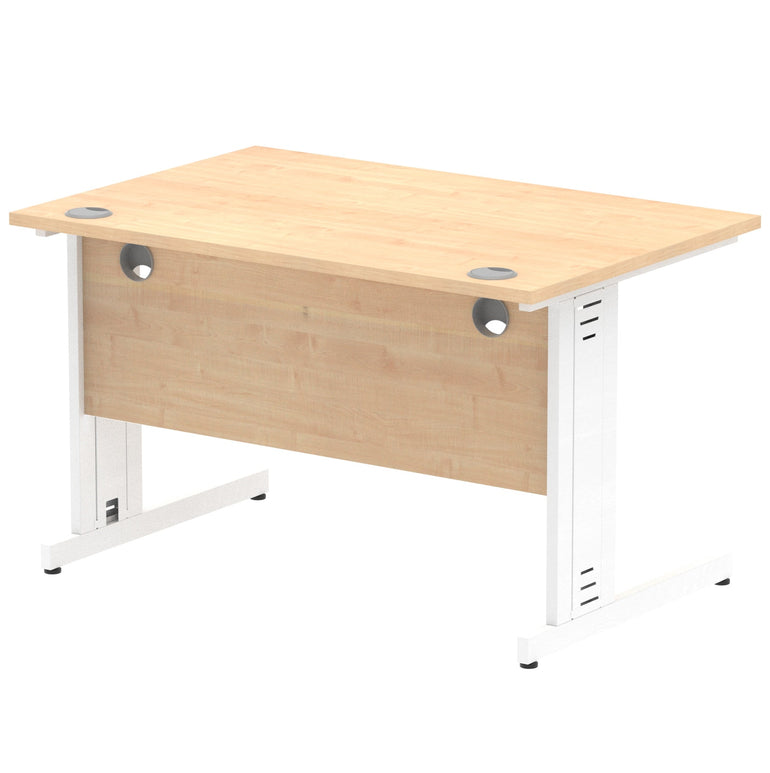 Impulse 1200mm Straight Desk with Cable Managed Leg - MFC Rectangular Table, Self-Assembly, 5-Year Guarantee, Silver/White Frame (1200x800x730mm)