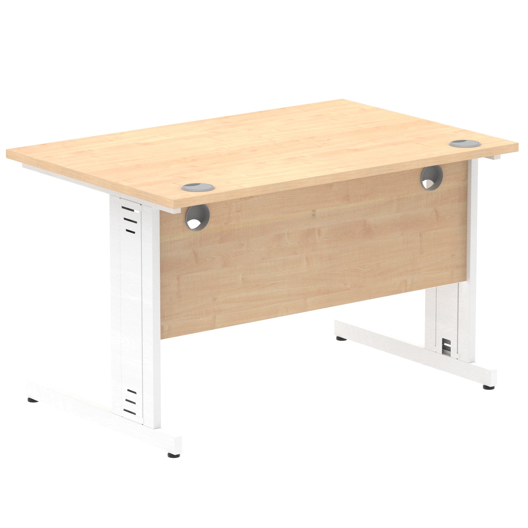 Impulse 1200mm Straight Desk with Cable Managed Leg - MFC Rectangular Table, Self-Assembly, 5-Year Guarantee, Silver/White Frame (1200x800x730mm)